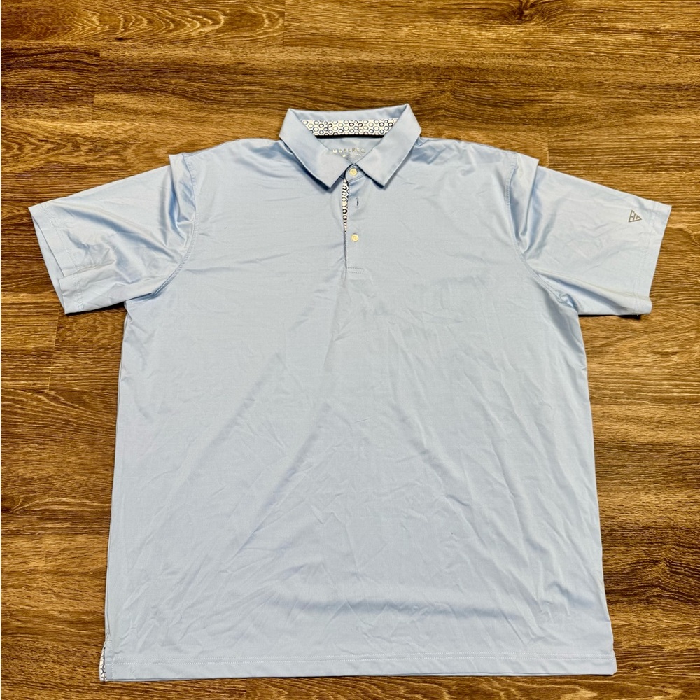 Maelreg Performance Polo Shirt Light Blue Patterned Collar Size 3XL
